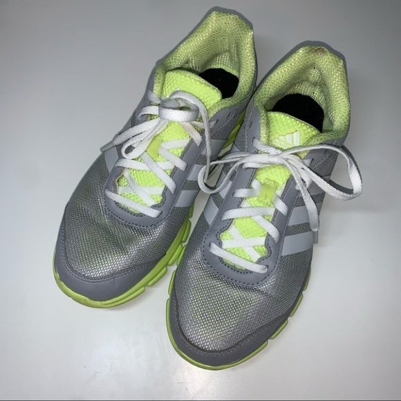Adidas Running Shoes Neon Yellow White Grey Workout Sneakers Size 7.5 US Women’s - Picture 4 of 9